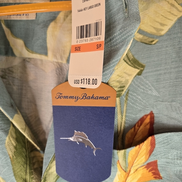 NWT Tommy Bahama Black Mens Shirt Sleeve Camp 100% Silk - Picture 7 of 8